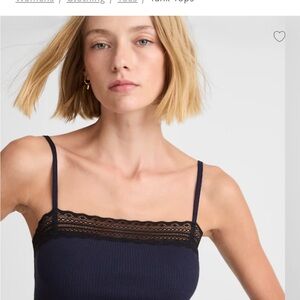 Madewell Navy Camisole with Black Lace Trim